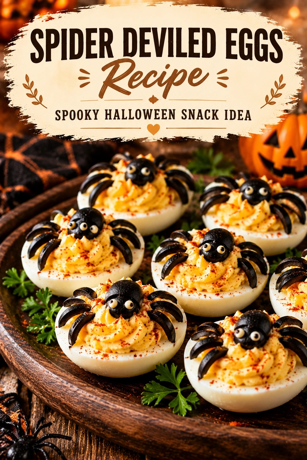 Spider Deviled Eggs Recipe – Spooky Halloween Snack Idea | Easy Halloween Appetizer recipe