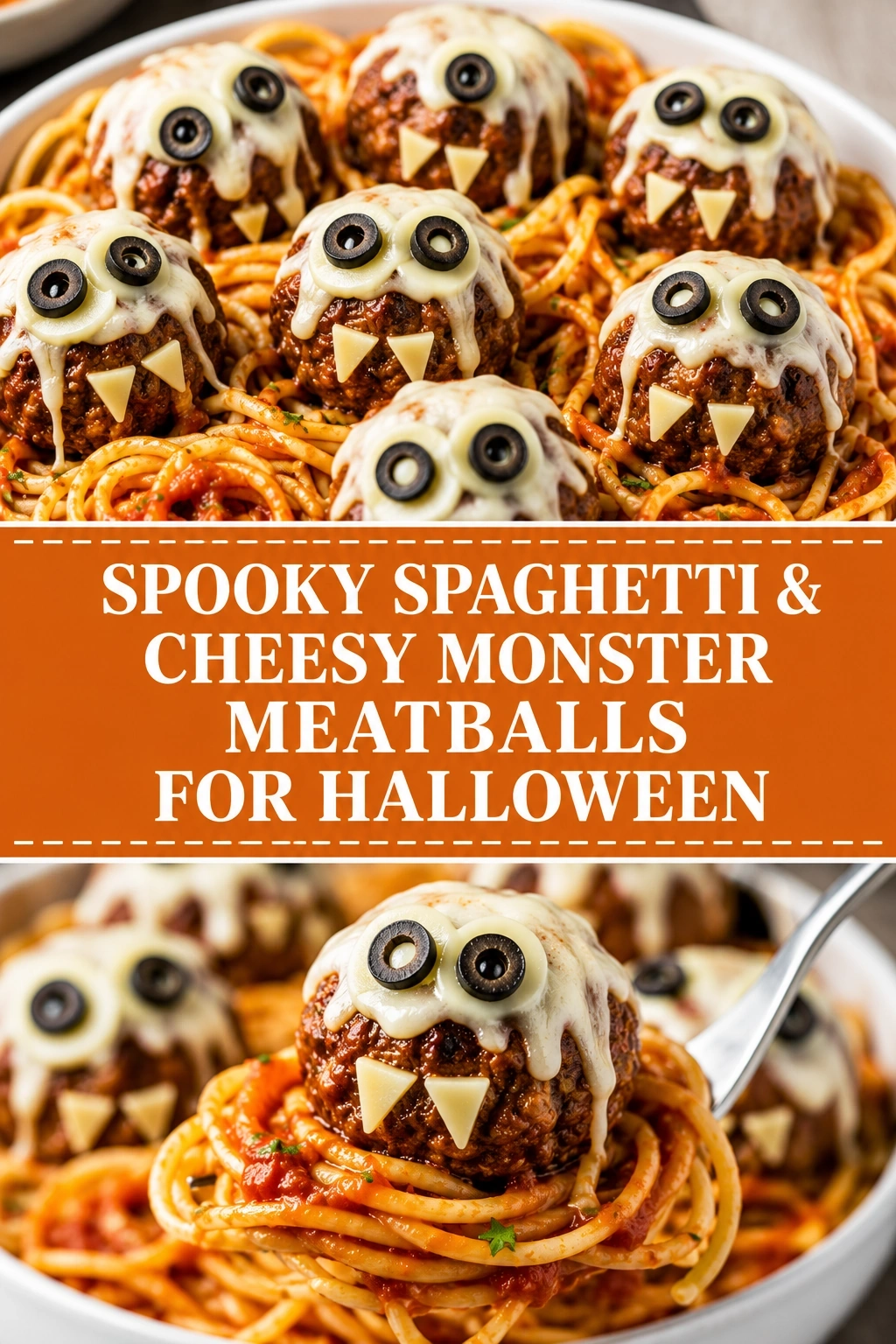 Spooky Spaghetti & Cheesy Monster Meatballs for Halloween | Easy Kids Halloween Dinner recipe