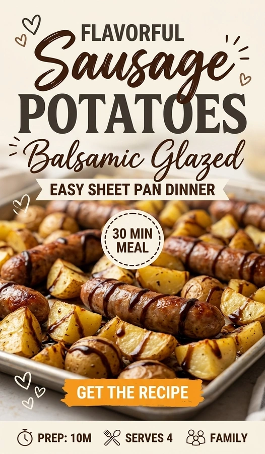 Sheet Pan Sausage and Potatoes with Balsamic Glaze | Easy Weeknight Dinner Idea recipe