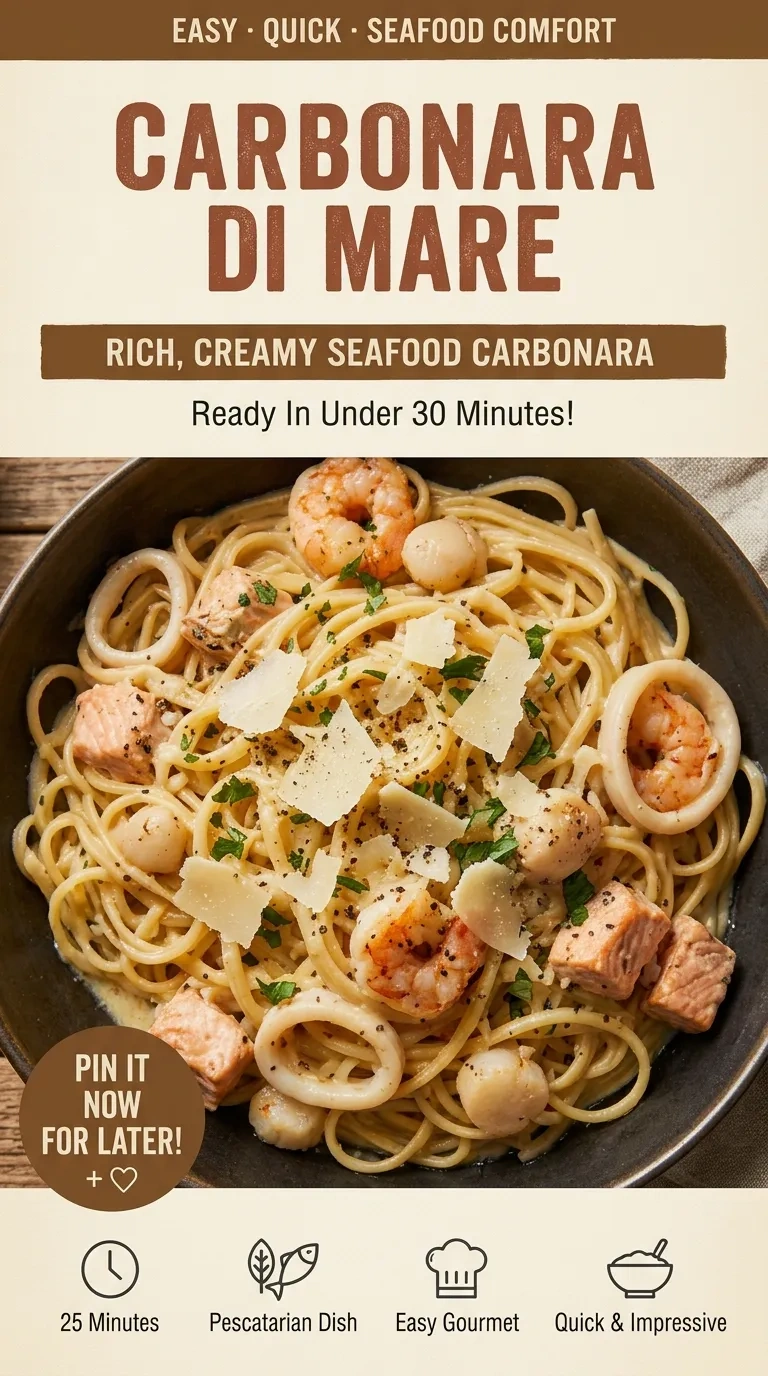Carbonara di Mare (Seafood Carbonara) | Creamy Italian Seafood Pasta Recipe recipe