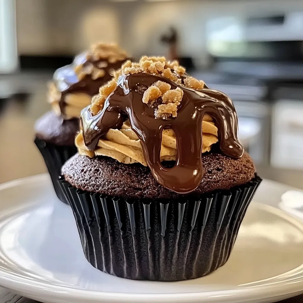 Luscious Peanut Butter Chocolate Cupcakes Recipe recipe
