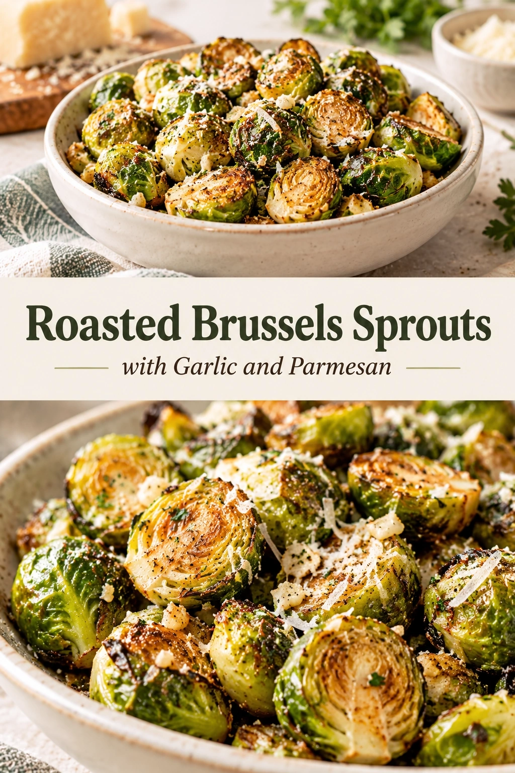 Roasted Brussels Sprouts with Garlic and Parmesan | Easy Healthy Side Dish Recipe recipe