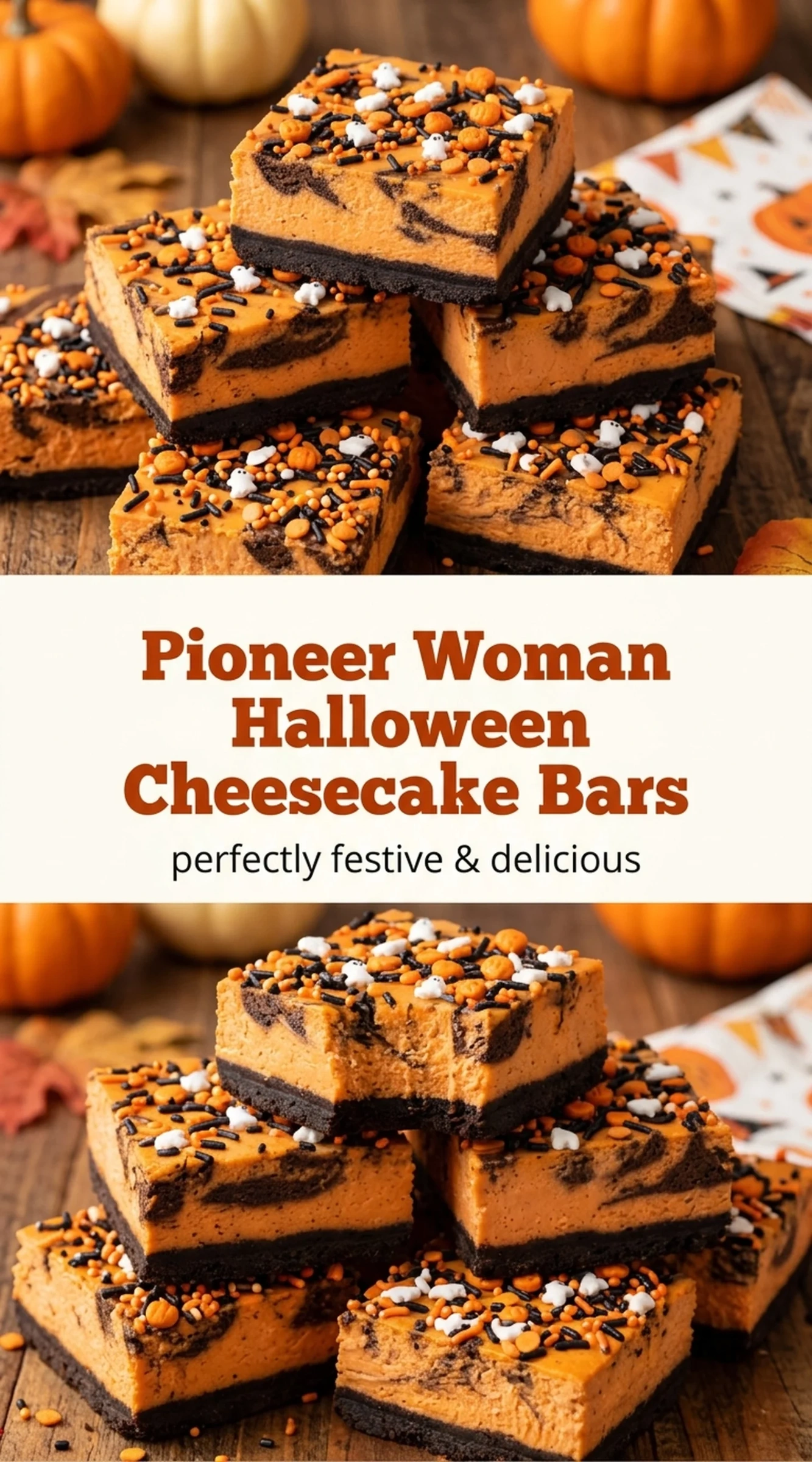 Indulge in Pioneer Woman Halloween Cheesecake Bars Recipe | Spooky Dessert Ideas recipe