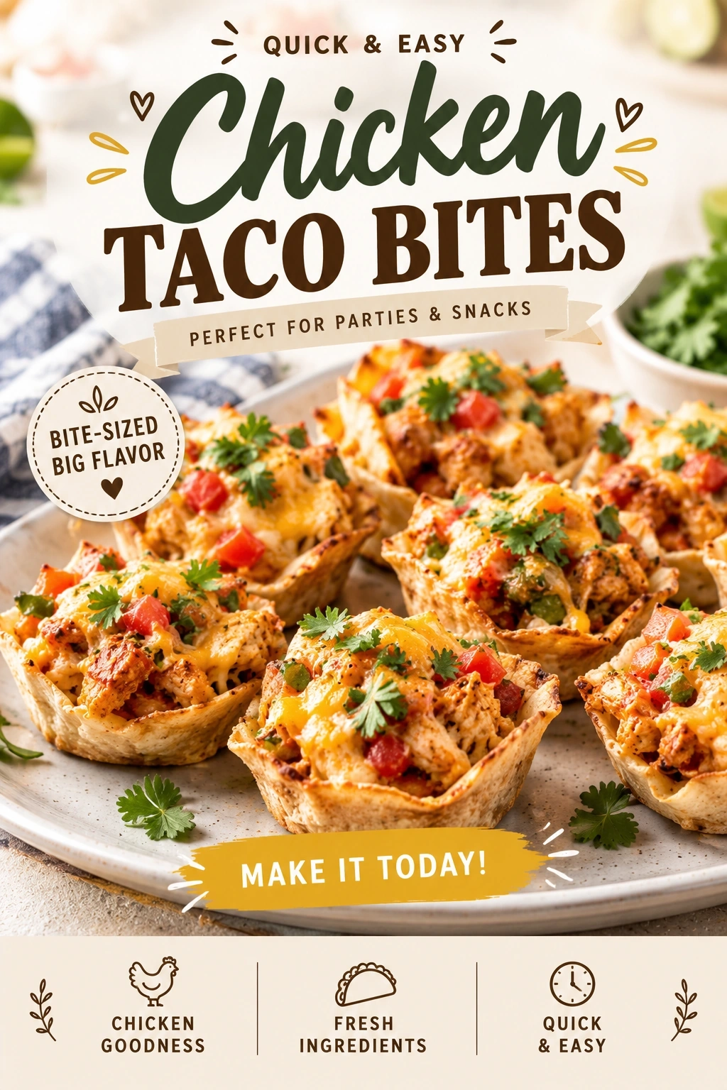 Easy Chicken Taco Bites | Quick Mexican Appetizer for Game Day Parties recipe