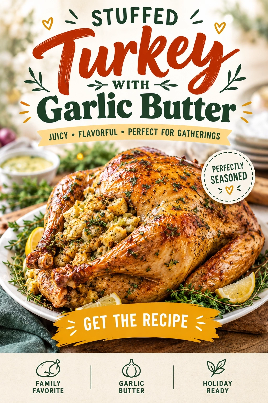 Stuffed Turkey with Garlic Butter | Juicy Thanksgiving Turkey Roast Recipe recipe