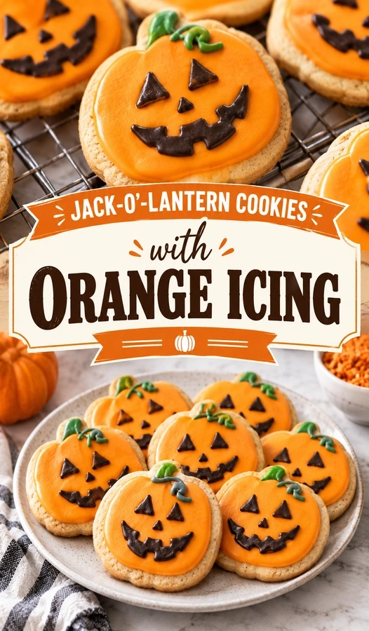 Jack-o’-lantern Cookies with Orange Icing | Cute Halloween Dessert Ideas recipe