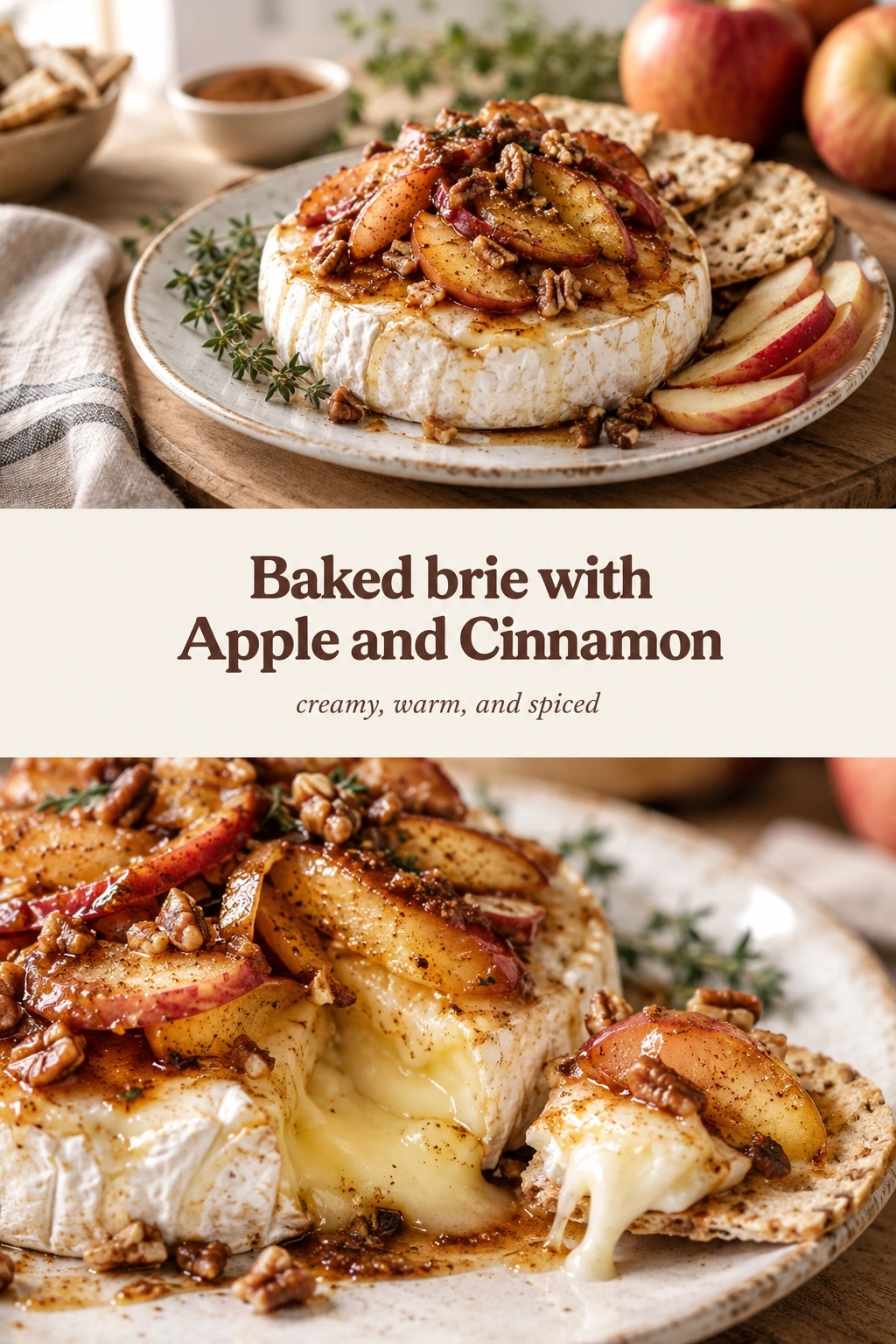 Baked Brie with Apple and Cinnamon | Easy Fall Appetizer Recipe recipe