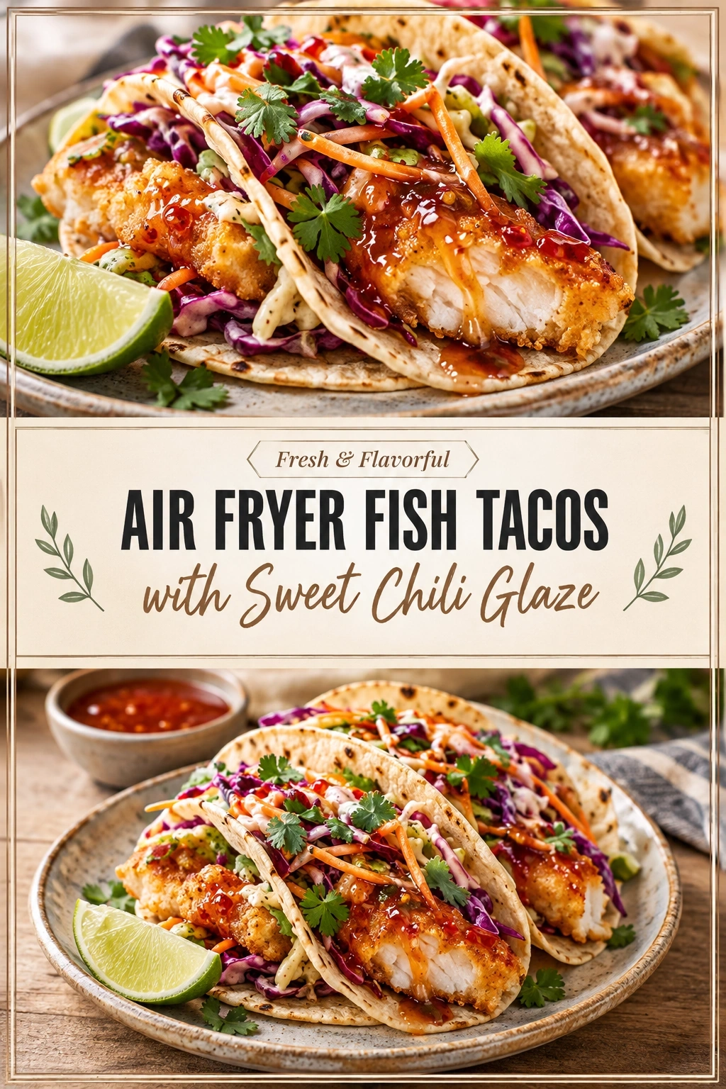 Air Fryer Fish Tacos with Sweet Chili Glaze | Easy Healthy Dinner Ideas recipe