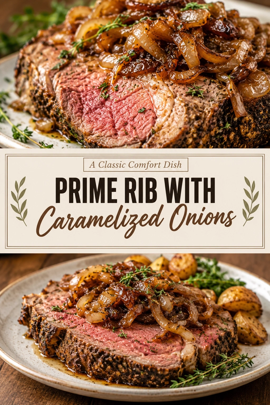 Prime Rib with Caramelized Onions | Easy Holiday Roast Beef Dinner Idea recipe
