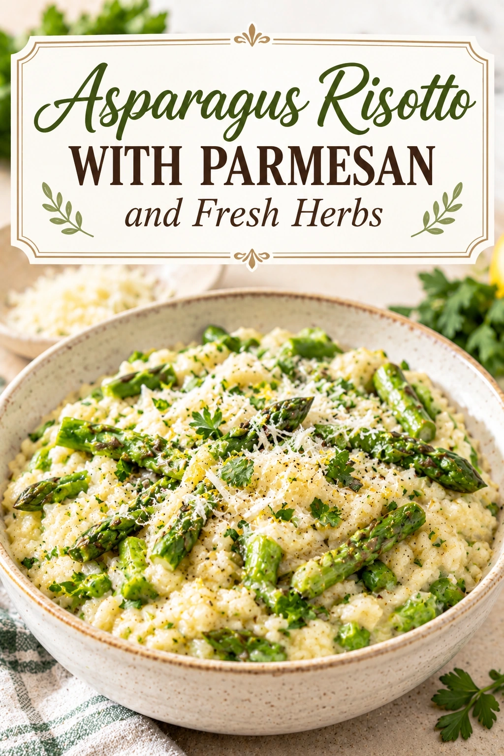 Creamy Asparagus Risotto with Parmesan and Fresh Herbs | Easy Spring Dinner Idea recipe