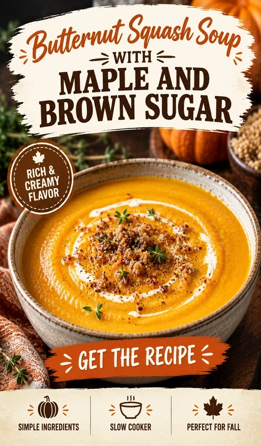 Butternut Squash Soup with Maple and Brown Sugar | Cozy Fall Soup Recipes recipe