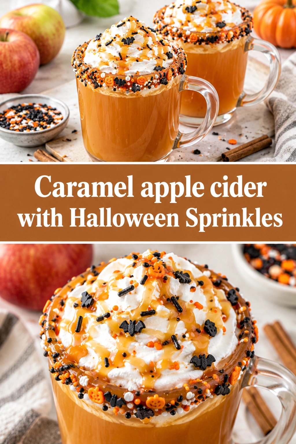 Caramel Apple Cider with Halloween Sprinkles | Easy Fall Beverage Recipe recipe