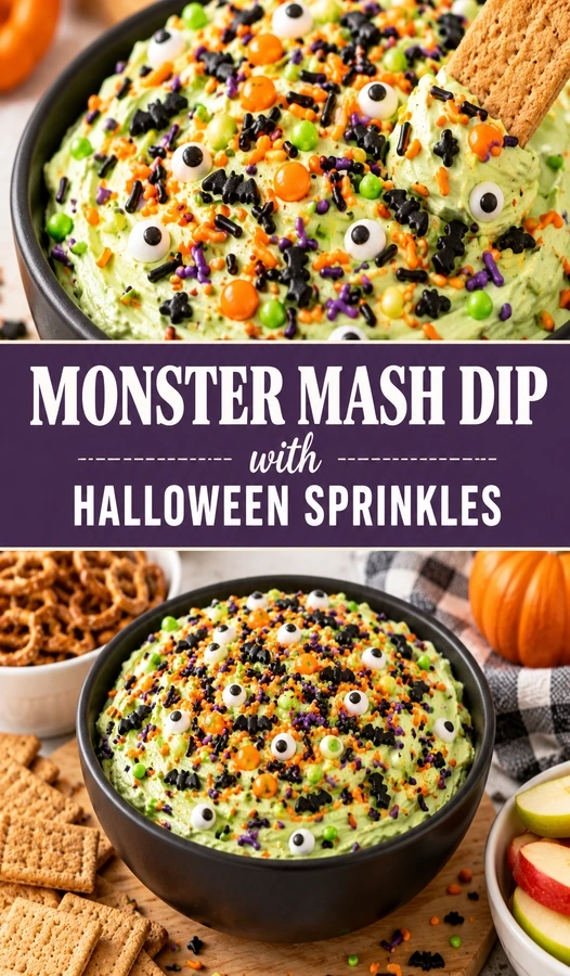 Monster Mash Dip with Halloween Sprinkles | Easy Halloween Party Appetizer recipe