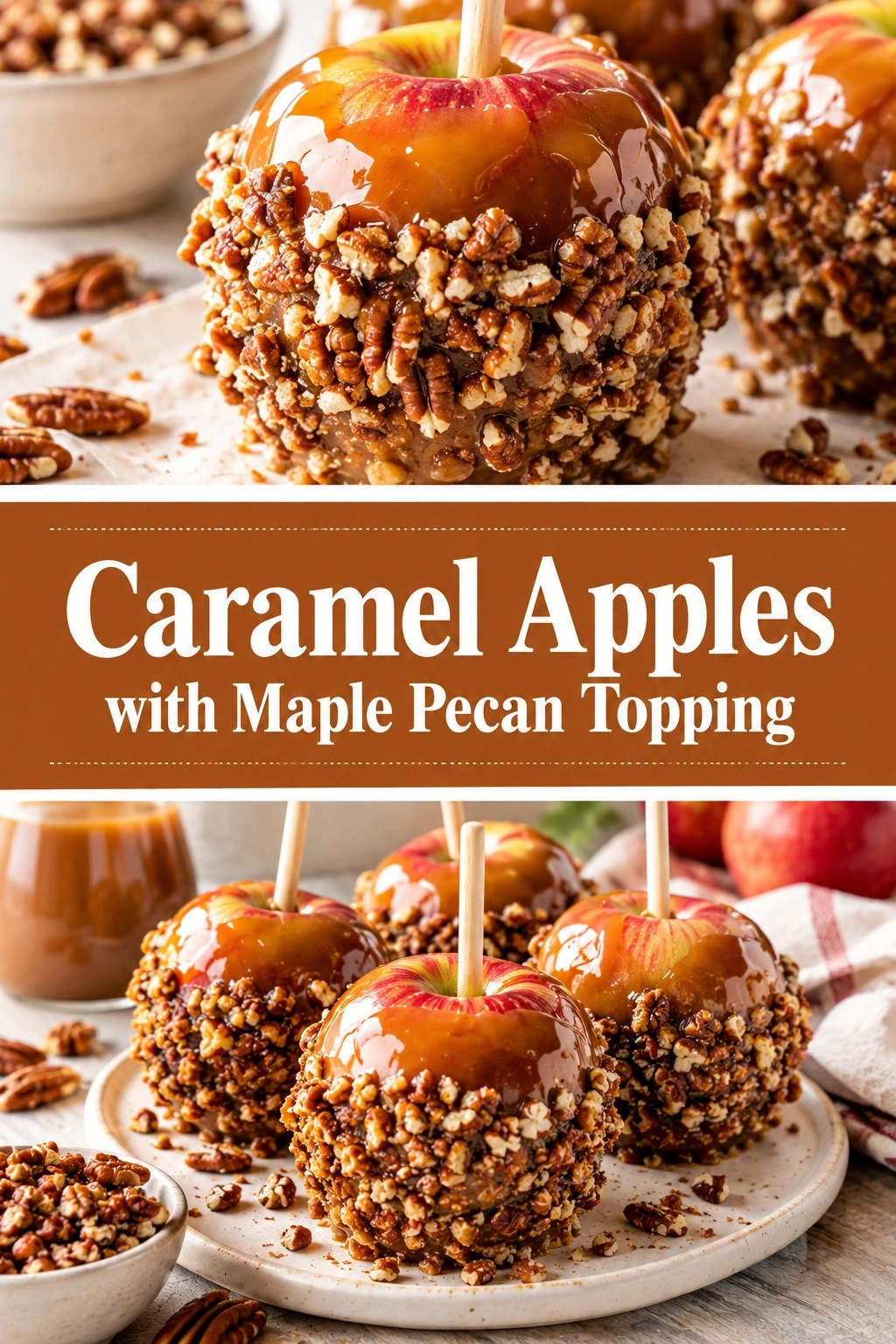 Caramel Apples with Maple Pecan Topping | Easy Fall Dessert Recipe recipe