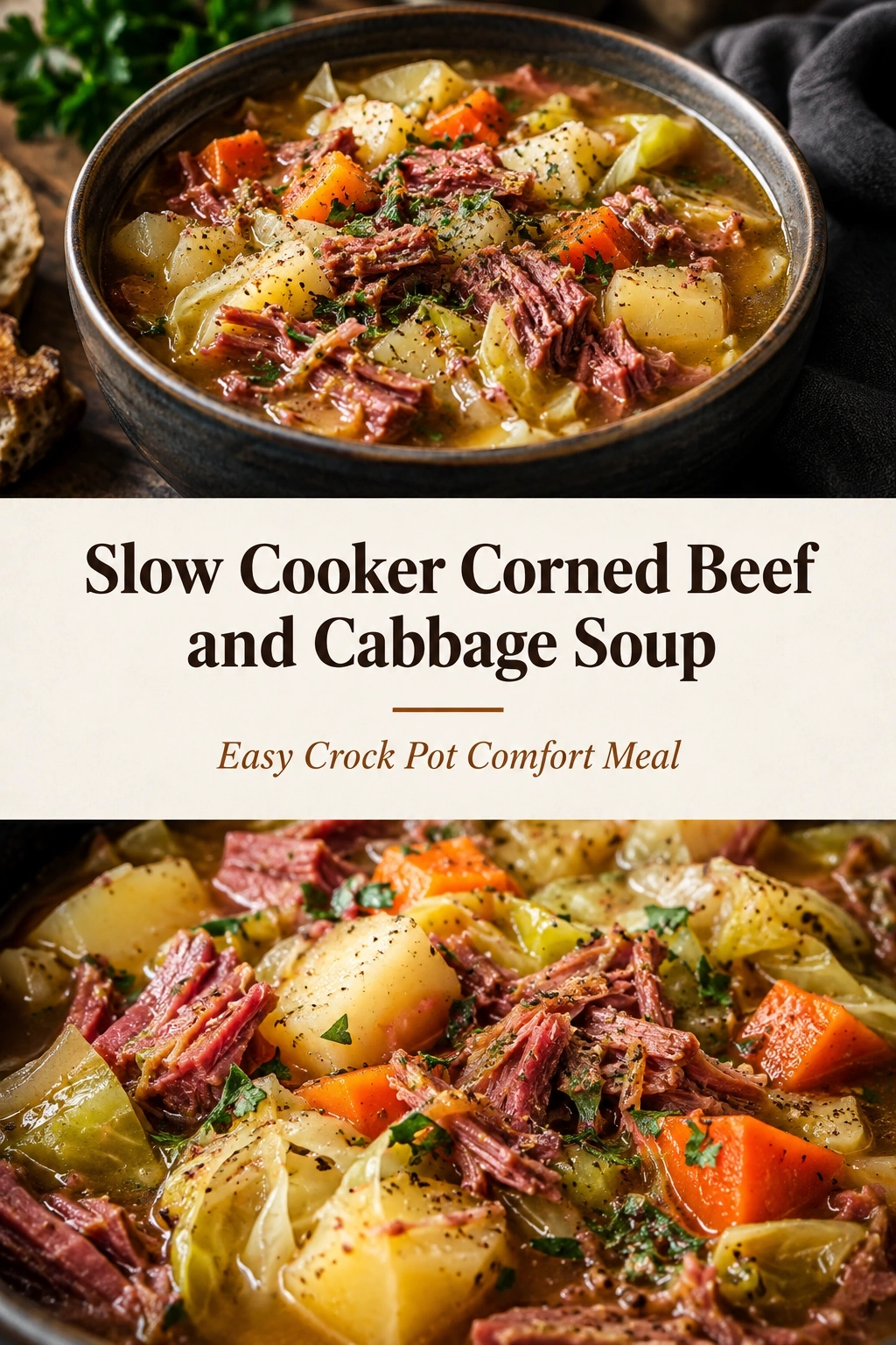 Slow Cooker Corned Beef and Cabbage Soup | Easy Crock Pot Comfort Meal | Hearty Dinner Idea recipe