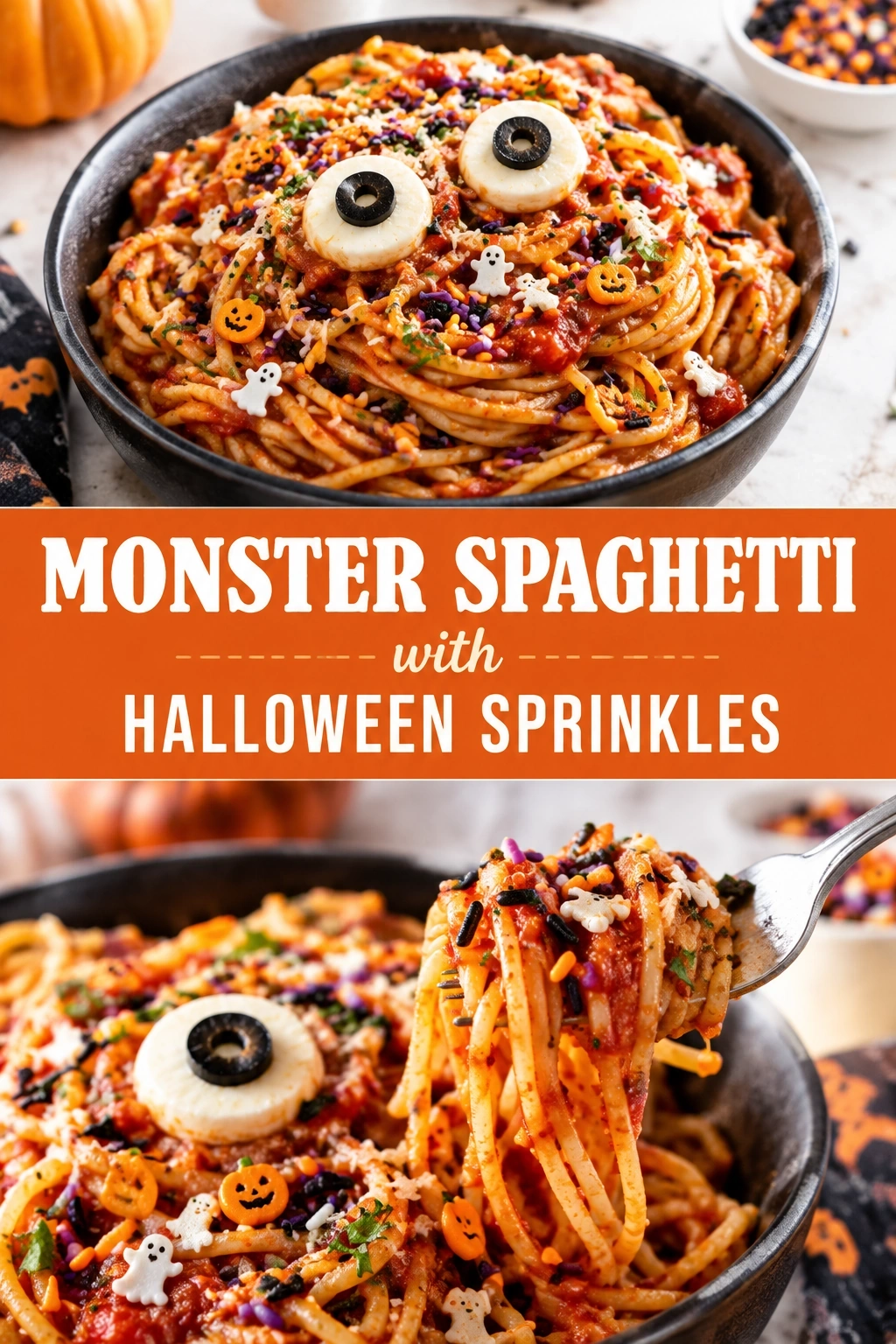 Monster Spaghetti with Halloween Sprinkles | Fun Halloween Dessert Idea recipe
