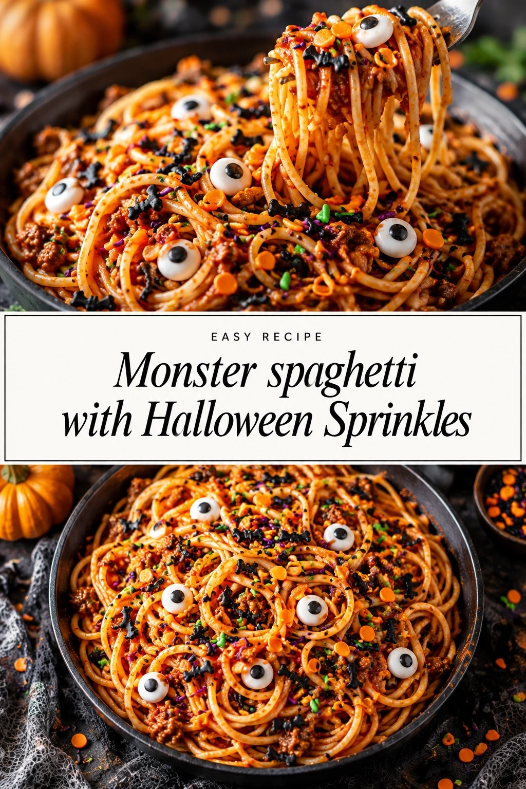 Monster Spaghetti with Halloween Sprinkles | Fun Halloween Dessert Idea recipe