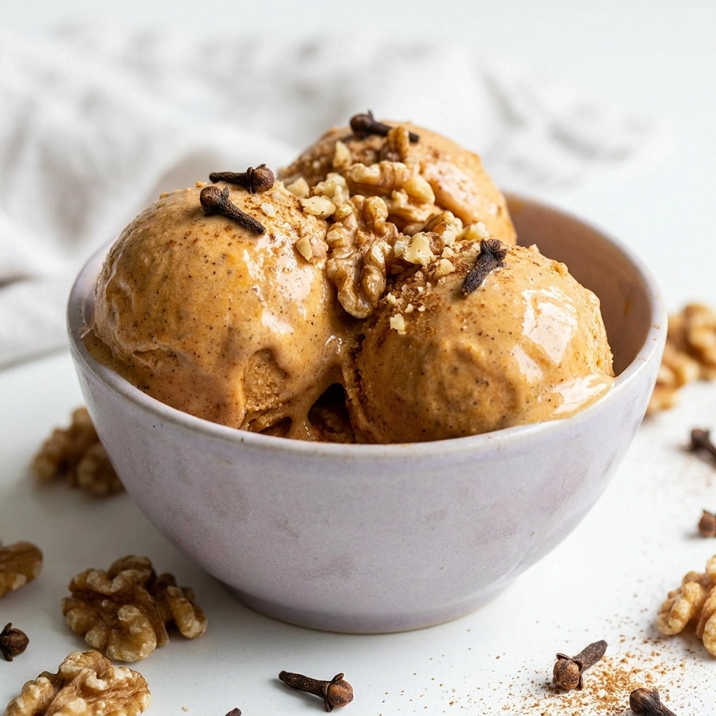 Creamy Pumpkin Spice Ice Cream with Toasted Walnuts | Easy Fall Dessert Recipe recipe