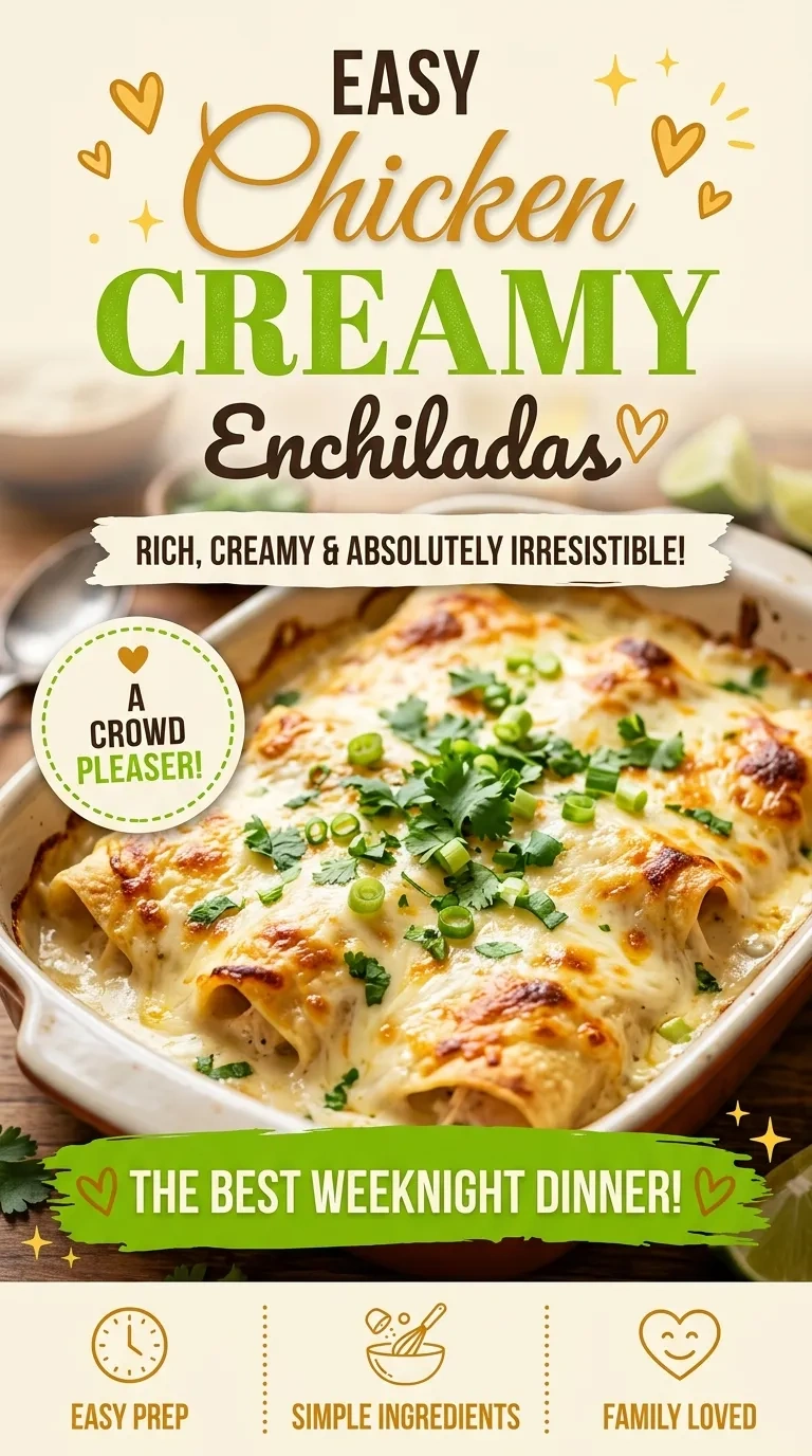 Creamy White Chicken Enchiladas with a Rich Garlic Sauce | Easy Dinner Ideas recipe
