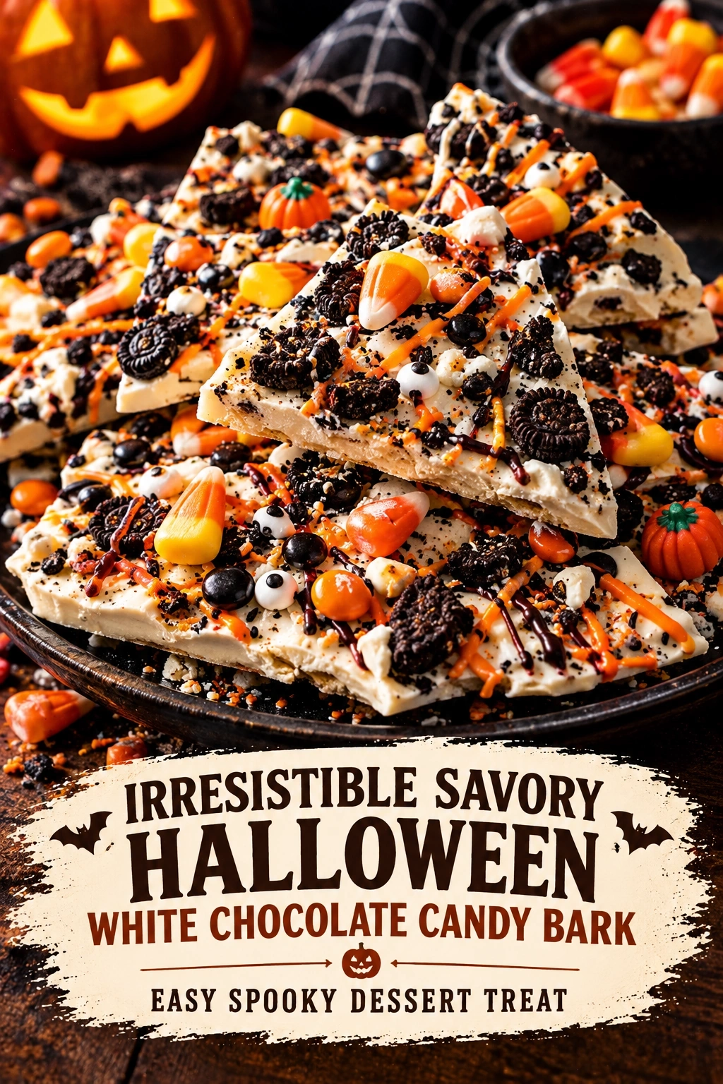 Irresistible Savory Halloween White Chocolate Candy Bark | Easy Spooky Dessert Treat | Halloween Candy Bark Recipe recipe