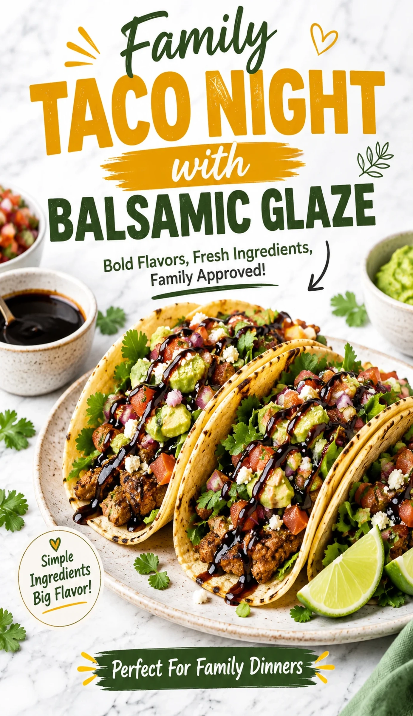 Family Taco Night with Balsamic Glaze | Easy Gourmet Taco Dinner Ideas recipe