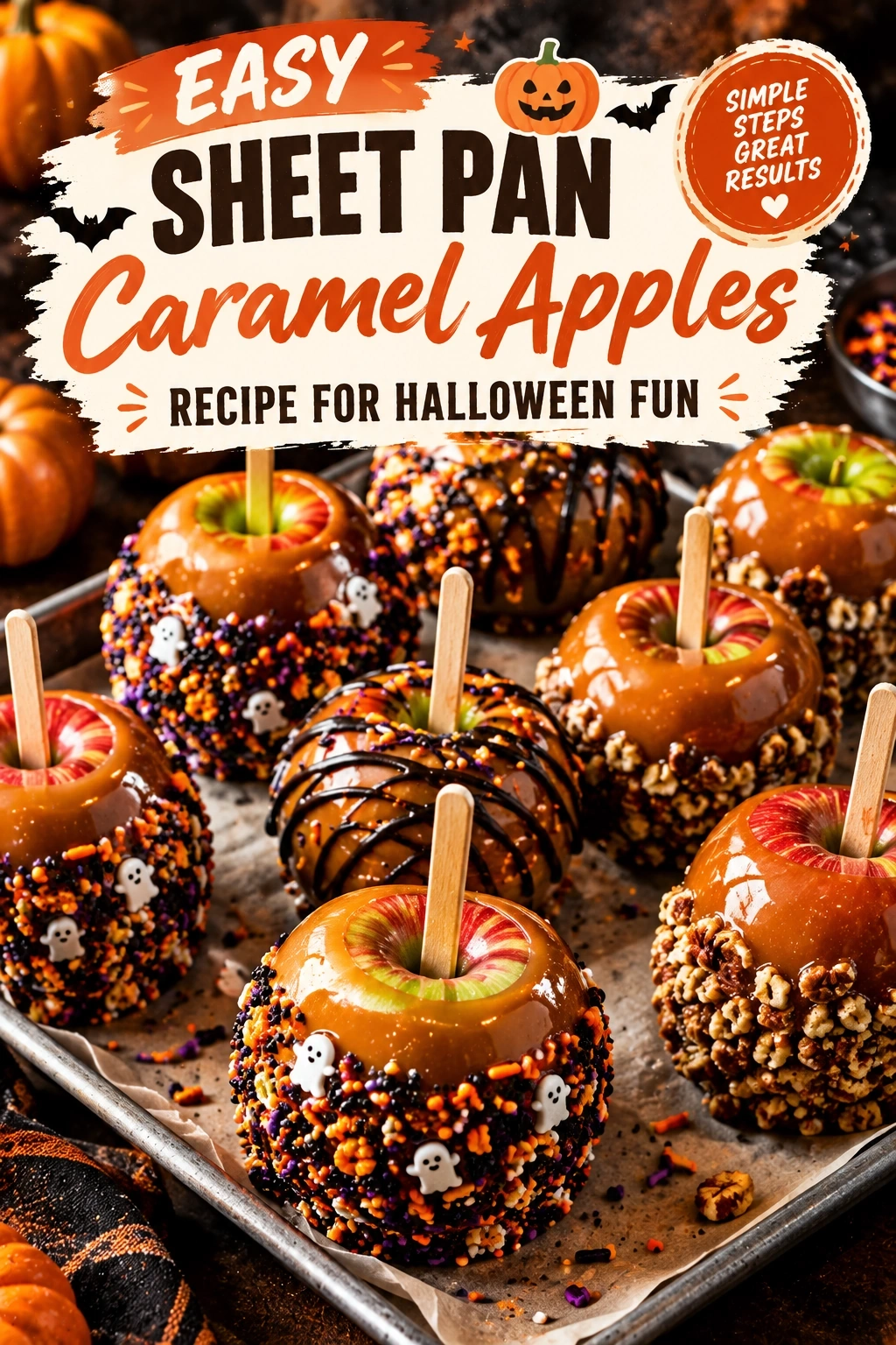 Easy Sheet Pan Caramel Apples Recipe for Halloween Fun | Fall Dessert Ideas recipe