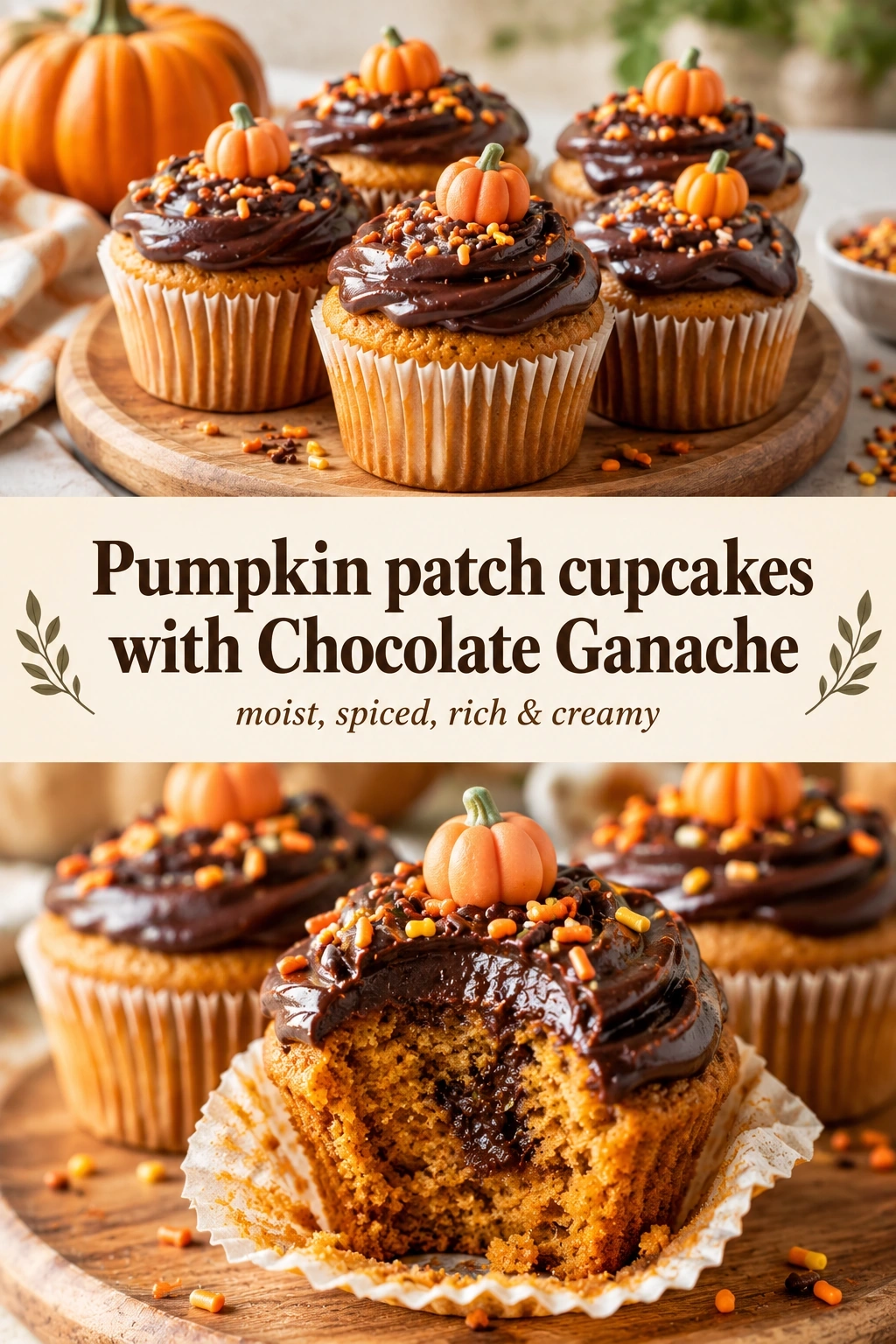 Pumpkin Patch Cupcakes with Chocolate Ganache | Easy Fall Dessert Recipes recipe