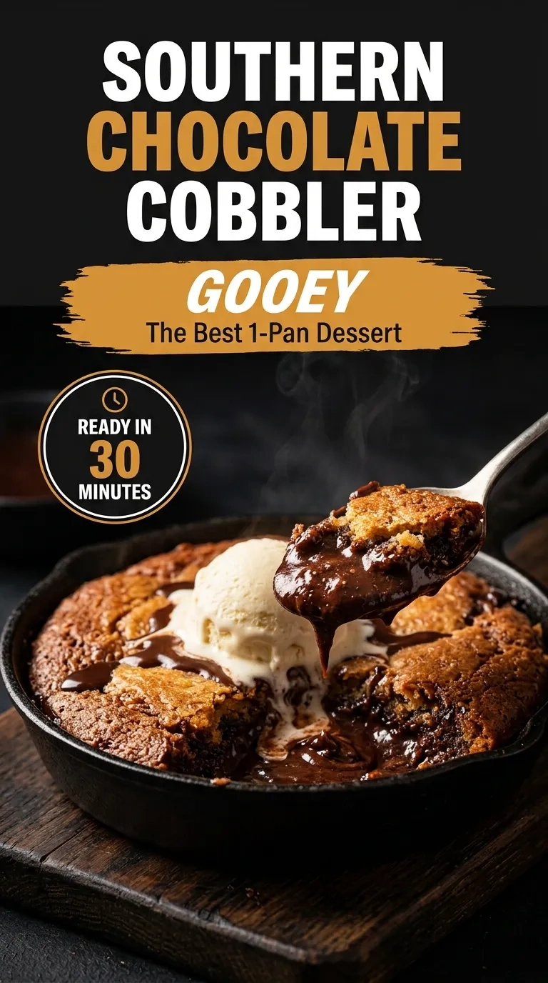 Southern Chocolate Cobbler: The Best 1-Pan Gooey Dessert | Easy Chocolate Cake recipe